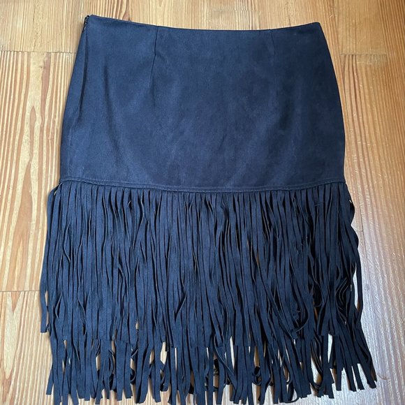Olivaceous black fringe mini skirt SIZE M - Picture 5 of 5